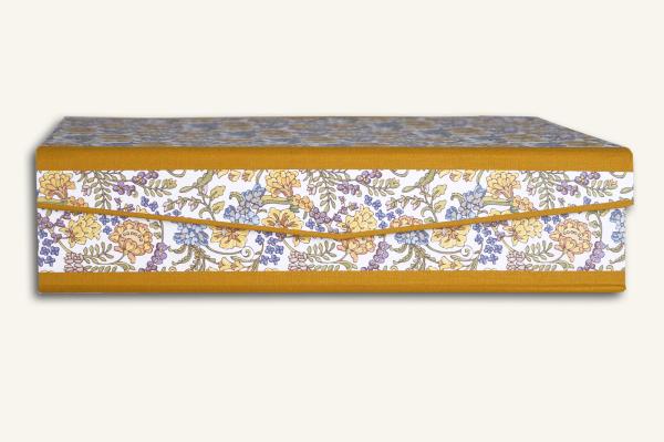 Archival box "Otti", flowers yellow - blue, handmade box